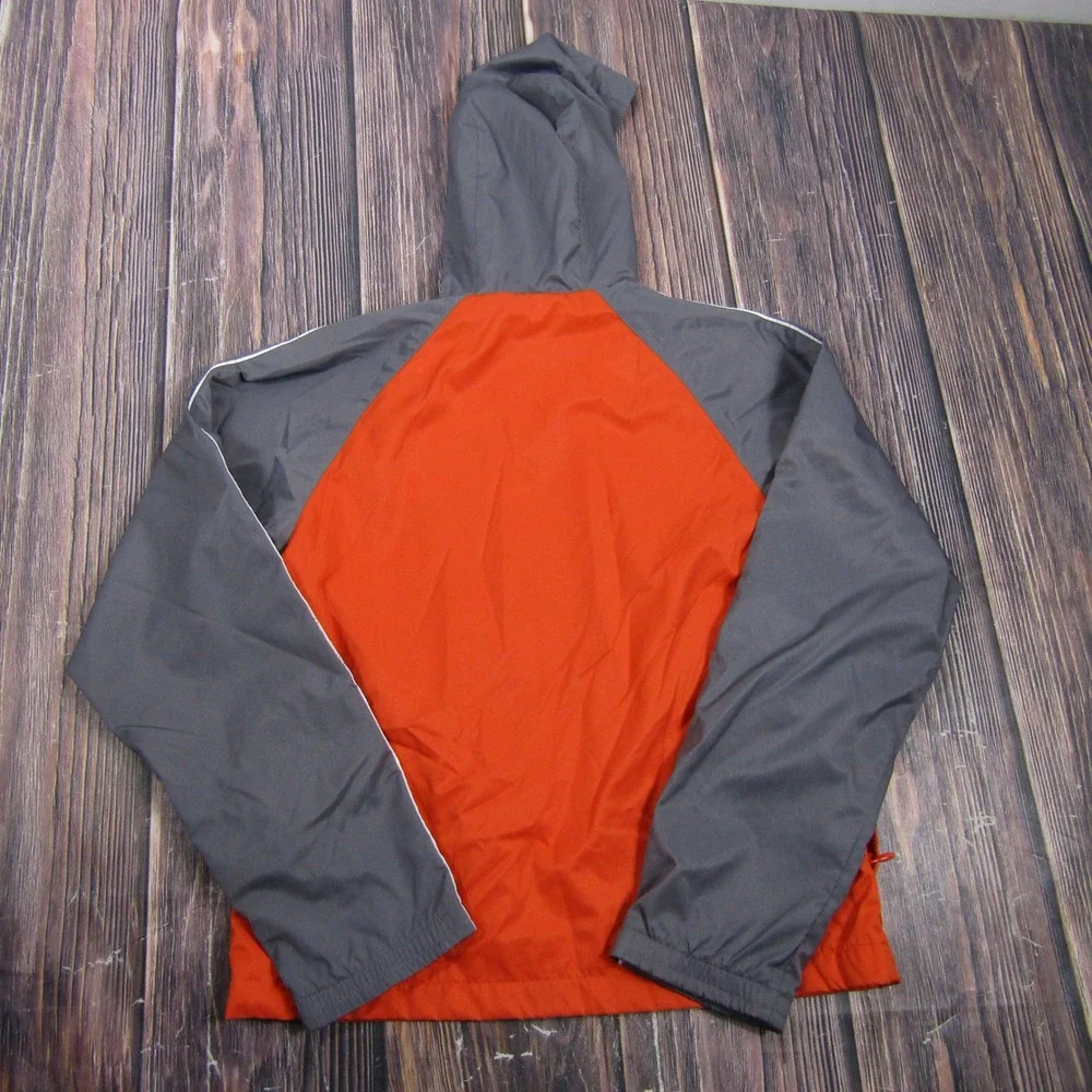 Nike Windbreaker Jacket Women S Orange Grey Colorblock Full Zip Hooded 00194